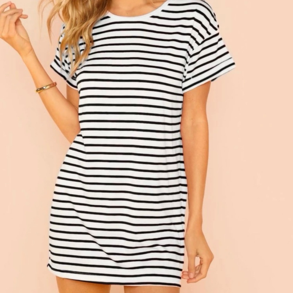 striped t shirt dress